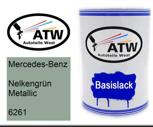 Mercedes-Benz, Nelkengrün Metallic, 6261: 500ml Lackdose, von ATW Autoteile West.